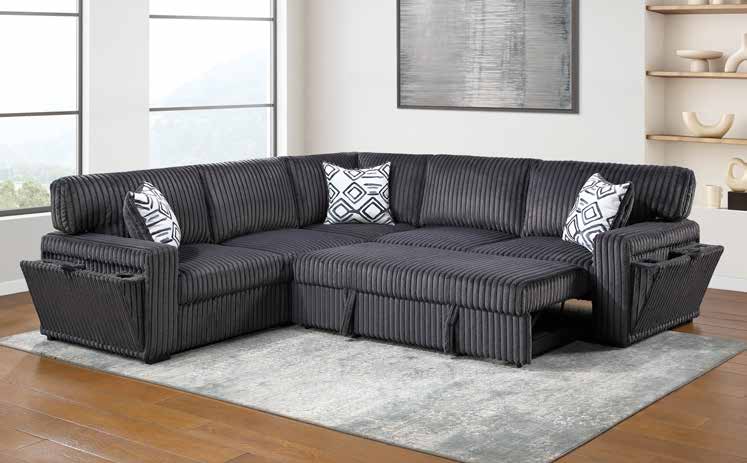 3576 Charcoal Sectional Overall Living Room Set