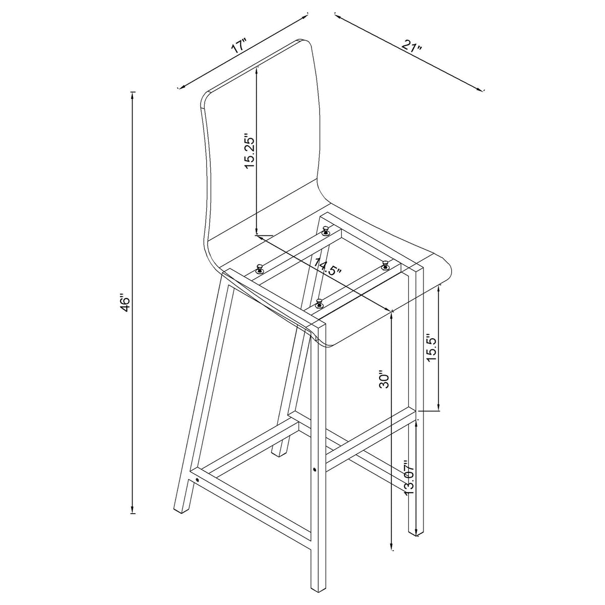 Tolbert Bar Table 5-Piece Set in Chrome - Coaster Furniture