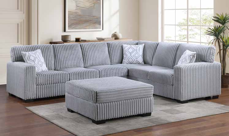 3663 Light Grey 3pc Sectional Overall Living Room Set