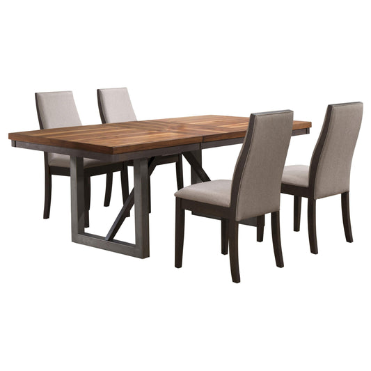 Spring Creek Dining Set in Natural Walnut / Chocolate - Coaster Furniture