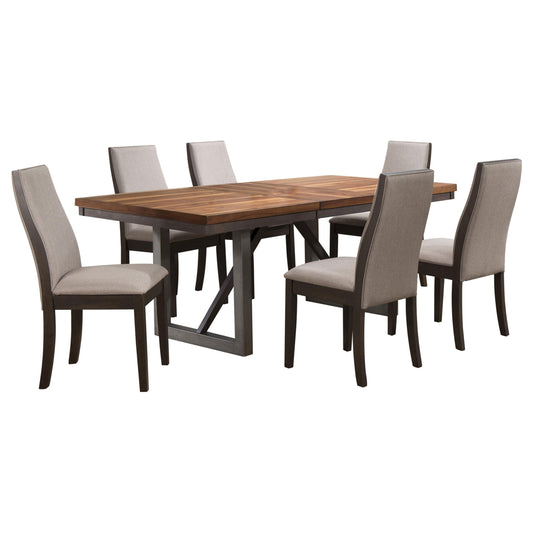 Spring Creek Dining Set in Natural Walnut / Chocolate - Coaster Furniture