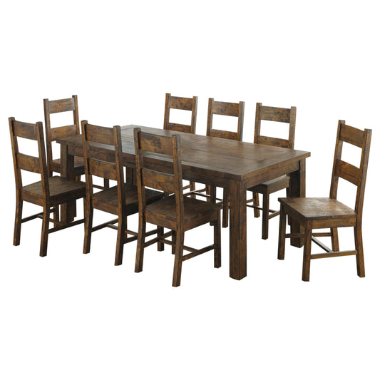 Coleman 9-Piece Dining Set in Rustic Golden Brown - Coaster Furniture