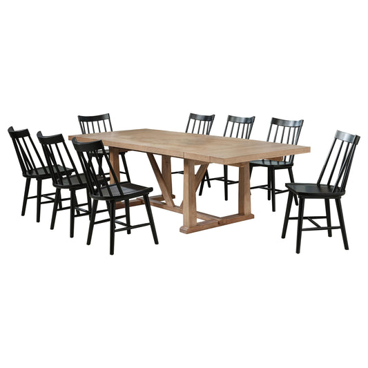 Middleton Dining Table 9-Piece Set in Natural / Black - Coaster Furniture