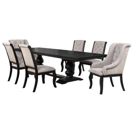 Phelps Dining Set in Tan / Distressed Noir - Coaster Furniture