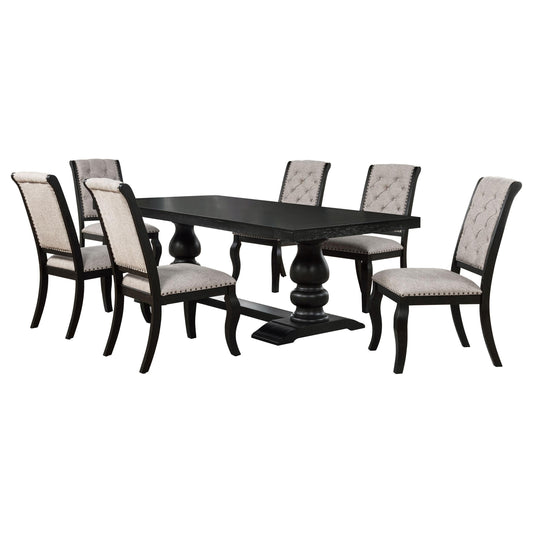 Phelps Dining Set in Tan / Distressed Noir - Coaster Furniture
