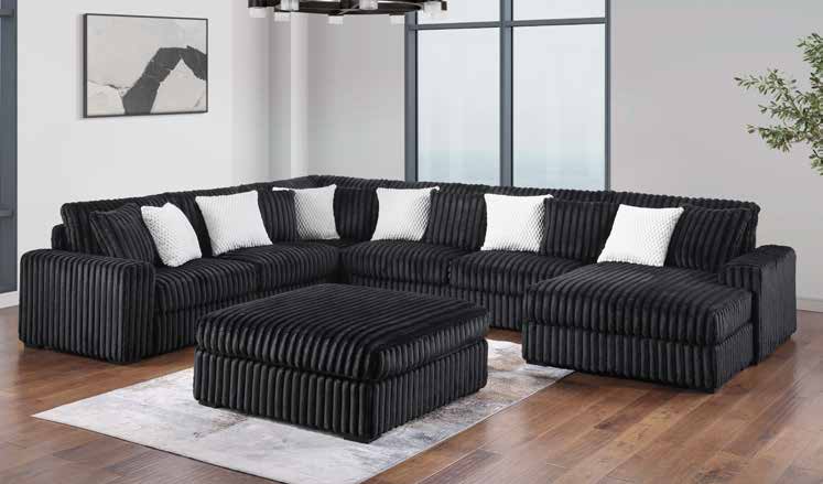 3820-6A Black Modular 6pc Secional Living Room Set