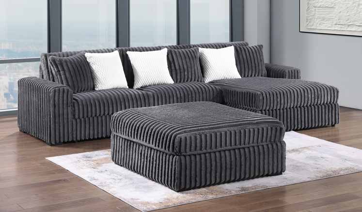 3826-3D Charcoal Modular 3pc Secional Living Room Set