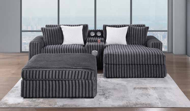 3826-3E Charcoal Modular 3pc Secional Living Room Set