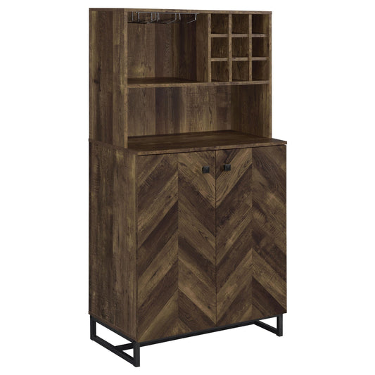 Mendoza Bar Cabinet in Rustic Oak - Coaster Furniture
