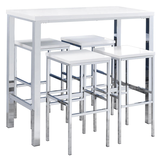 Natividad 5-Piece Bar Set in White High Gloss - Coaster Furniture