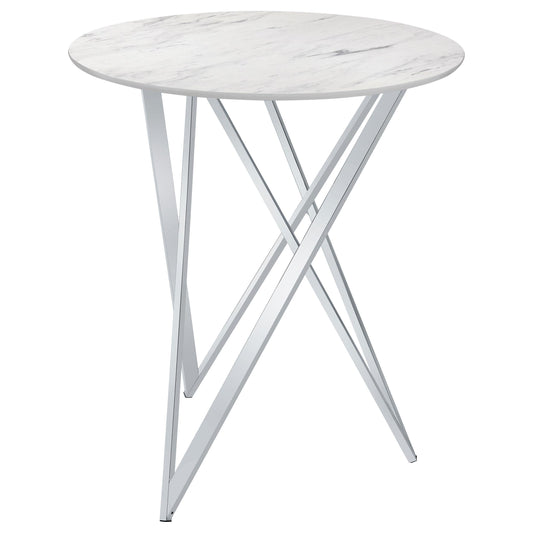Bexter Bar Table in White Faux Marble - Coaster Furniture