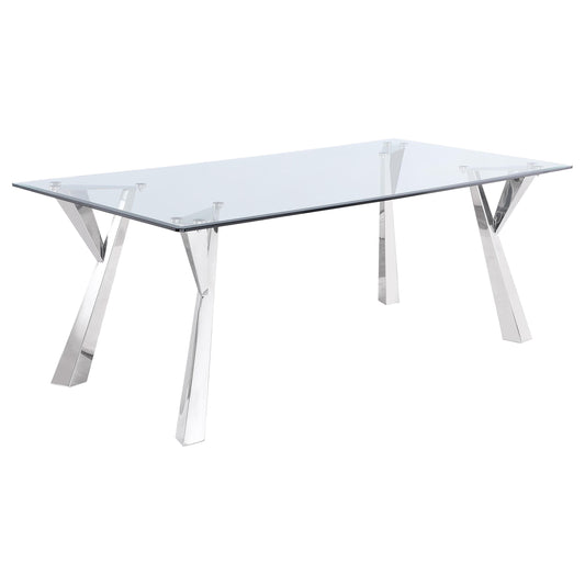 Alaia Dining Table in Polished Stainless Steel - Coaster Furniture