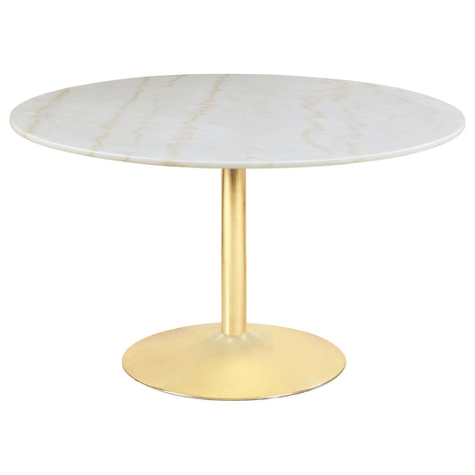 Kella Dining Table in White Marble - Coaster Furniture