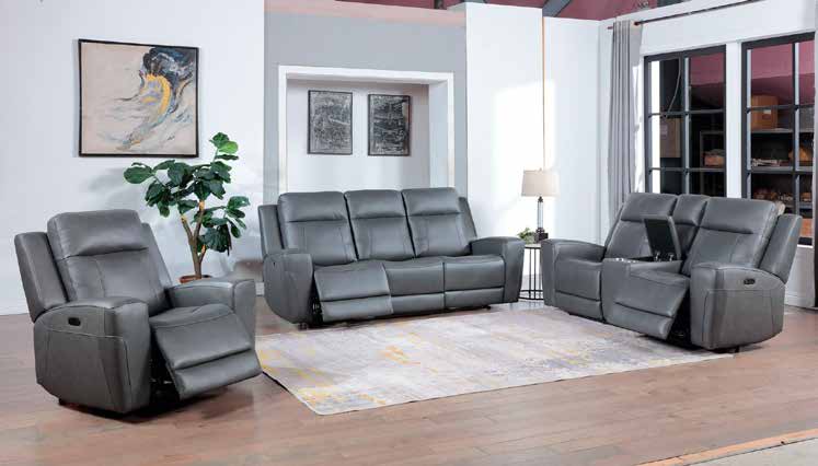 9704 Charcoal Leather Living Room Set