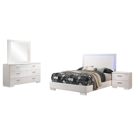 Felicity Full 4-Piece Set in White High Gloss - Coaster Furniture