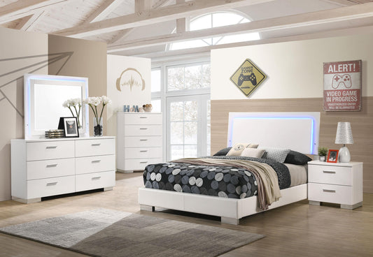 Felicity Full Bed 5-Piece Set - White High Gloss