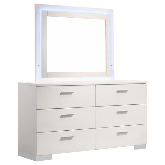 Felicity Dresser With Mirror in White High Gloss - Coaster Furniture