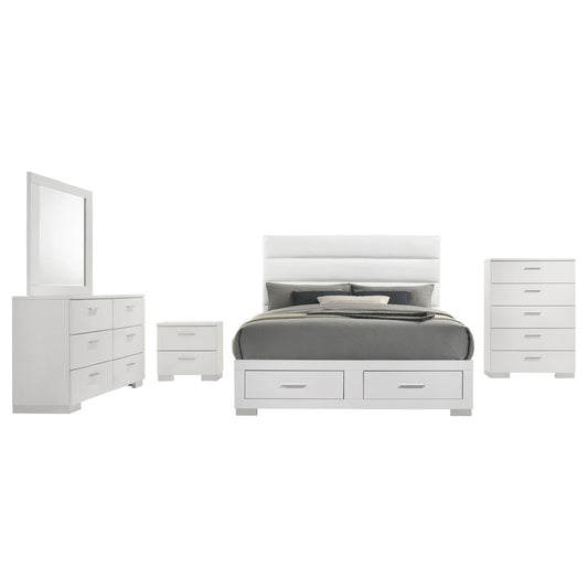 Felicity Queen 5-Piece Set in White High Gloss - Coaster Furniture