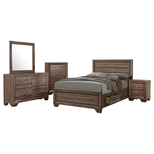 Kauffman Eastern King Bed 5-Piece Set in Washed Taupe - Coaster Furniture