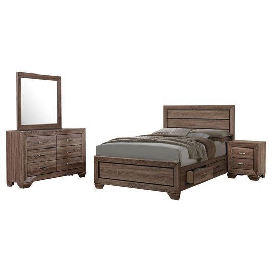 Kauffman Queen Bed 4-Piece Set in Washed Taupe - Coaster Furniture