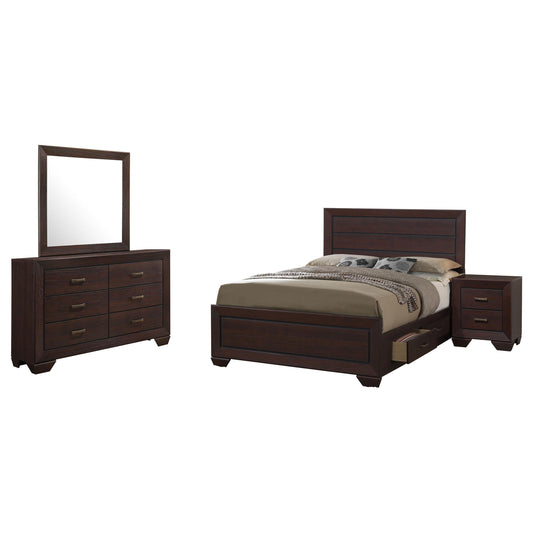 Kauffman Eastern King Bed 4-Piece Set in Dark Cocoa - Coaster Furniture