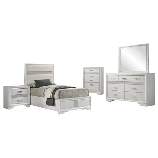 Miranda Twin Bed 5-Piece Set in White - Coaster Furniture