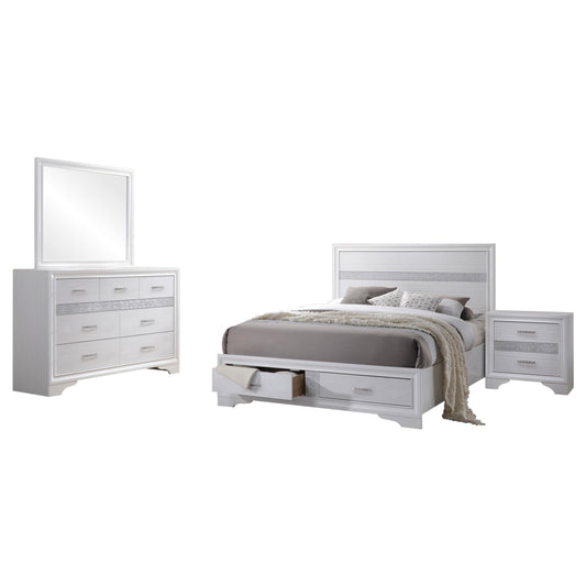 Miranda Queen Bed 4-Piece Set in White - Coaster Furniture