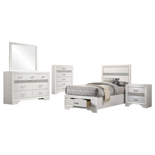 Miranda Twin Bed 5-Piece Set in White - Coaster Furniture