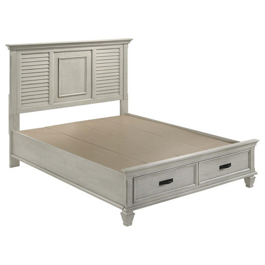Franco Queen Bed in Distressed White - Coaster Furniture
