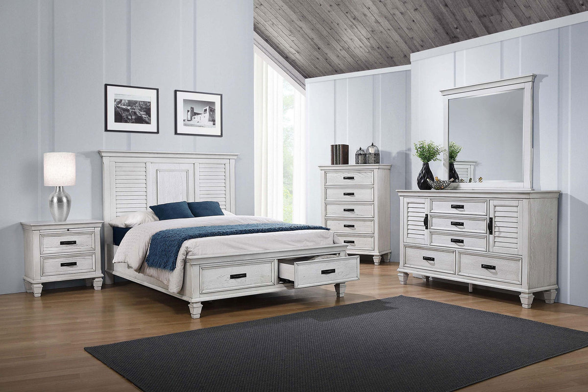 Franco Dresser With Mirror in Distressed White - Coaster Furniture
