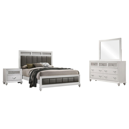 Barzini Eastern King Bed 4-Piece Set in White - Coaster Furniture
