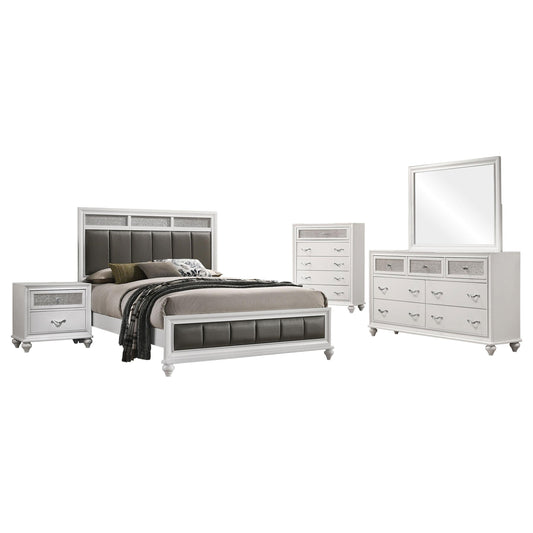 Barzini Eastern King Bed 5-Piece Set in White - Coaster Furniture