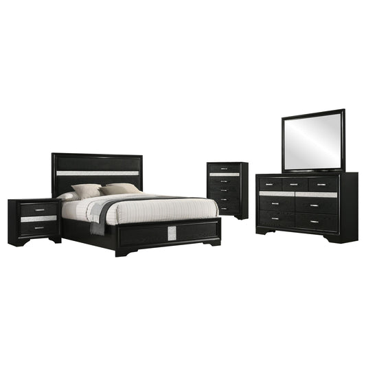 Miranda Eastern King Bed 5-Piece Set in Black - Coaster Furniture