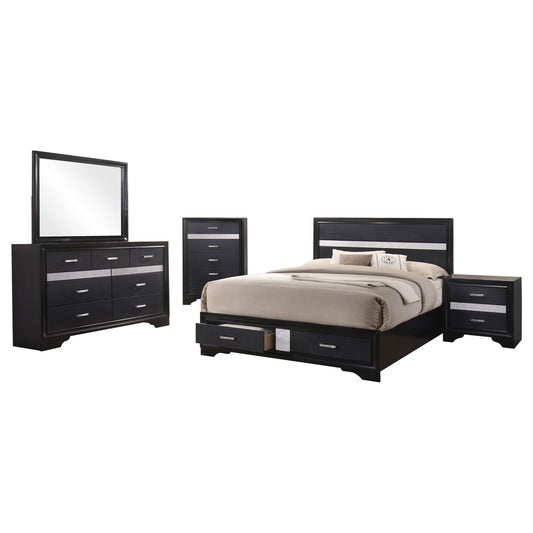 Miranda Eastern King Bed 5-Piece Set in Black - Coaster Furniture