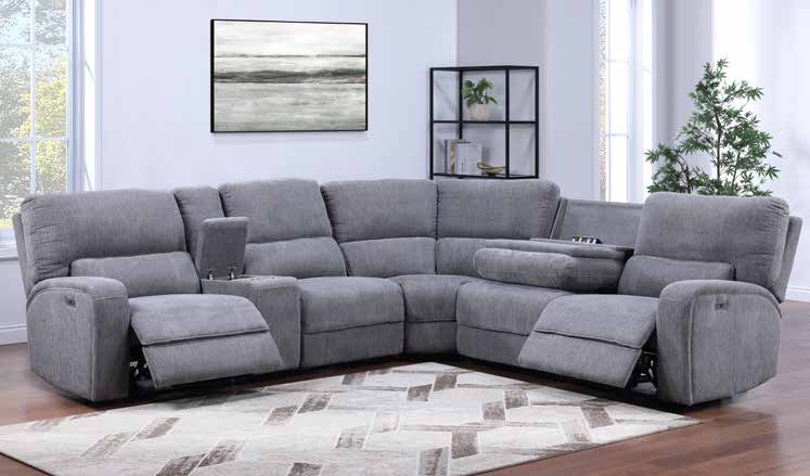 8724 Grey Power Reclining Sectional Overall Dimensions: Living Room Set