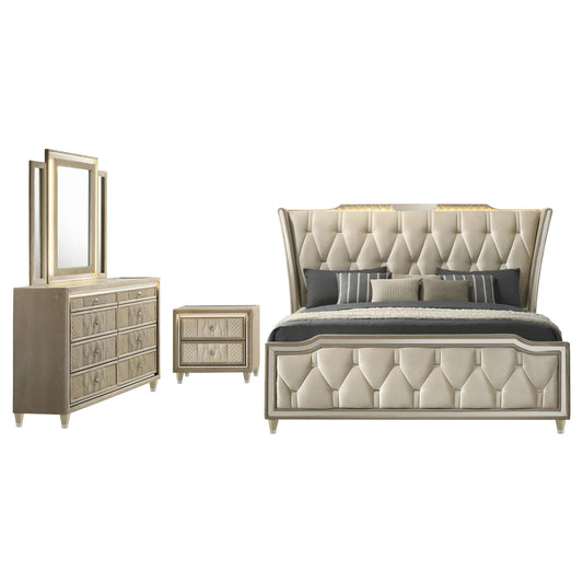 Lorient E King 4-Piece Set in Ivory / Camel - Coaster Furniture
