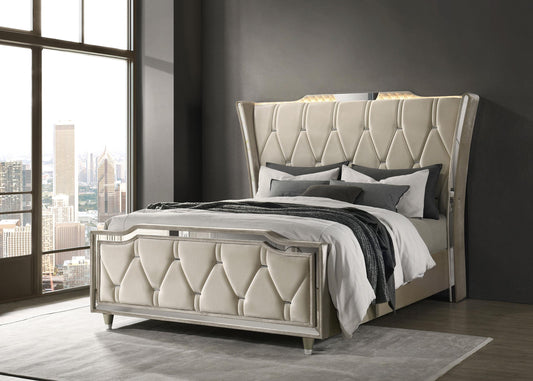 Lorient Queen Bed - Ivory / Camel