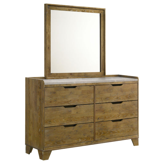 Henderson Dresser With Mirror in Medium Oak - Coaster Furniture
