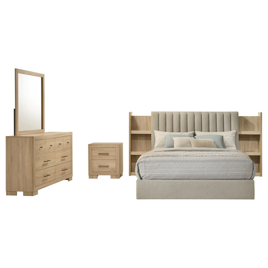 Arielle Queen 4-Piece Set in Light Oak - Coaster Furniture