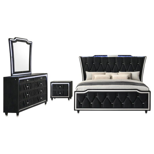 Lorient Queen 4-Piece Set in Black - Coaster Furniture
