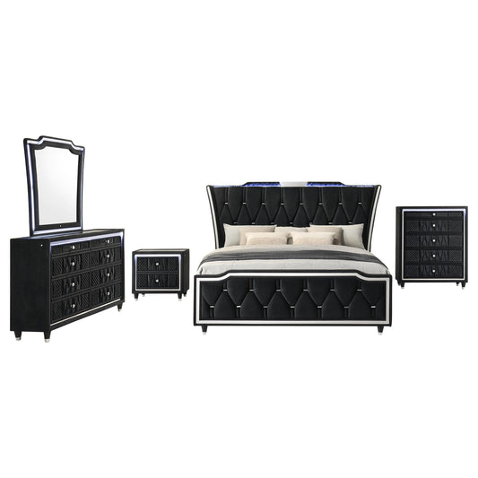 Lorient Queen 5-Piece Set in Black - Coaster Furniture