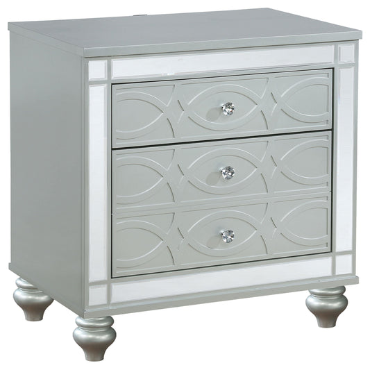 Gunnison Nightstand in Silver Metallic - Coaster Furniture