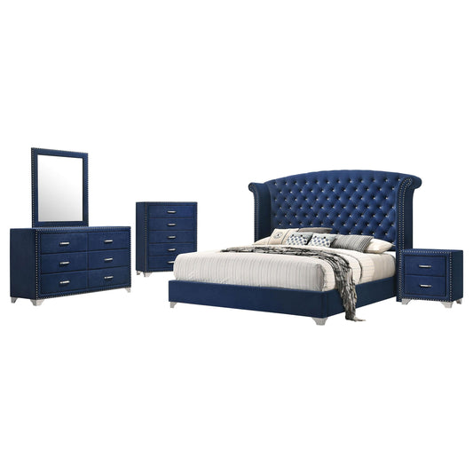 Melody Eastern King Bed 5-Piece Set in Pacific Blue - Coaster Furniture