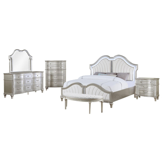 Evangeline Queen Bed 5-Piece Set in Silver Oak - Coaster Furniture