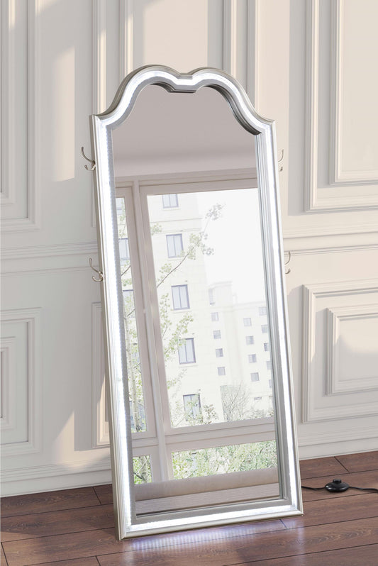 Evangeline Floor Mirror in Silver Oak - Coaster Furniture