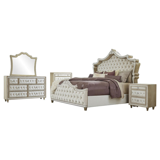 Antonella Bed 5-Piece Set in Ivory / Camel