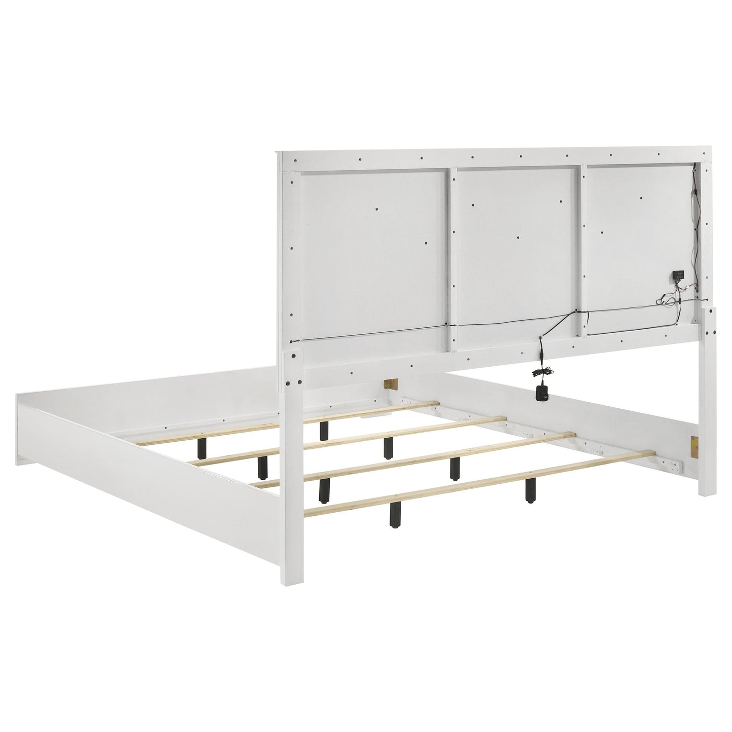 Ives Eastern King Bed 4-Piece Set - White High Gloss