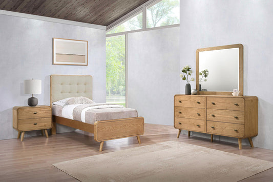 Robyn Twin Bed 4-Piece Set - Light Ash