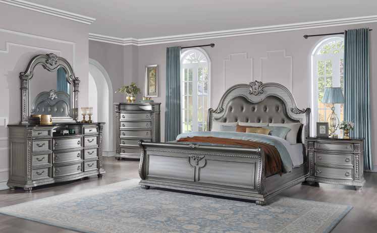 B833 Antique Silver Bedroom Set