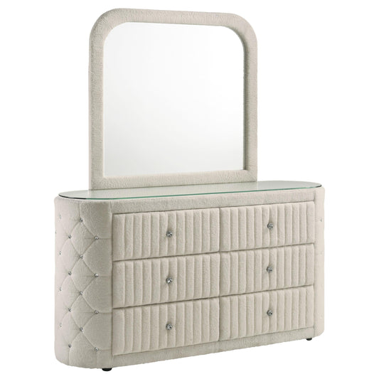 Sonya Dresser With Mirror in Ivory - Coaster Furniture